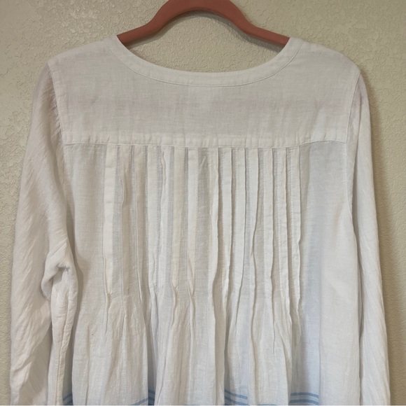 J. Jill White Linen Blend Tunic with Blue Stripes - Picture 10 of 11